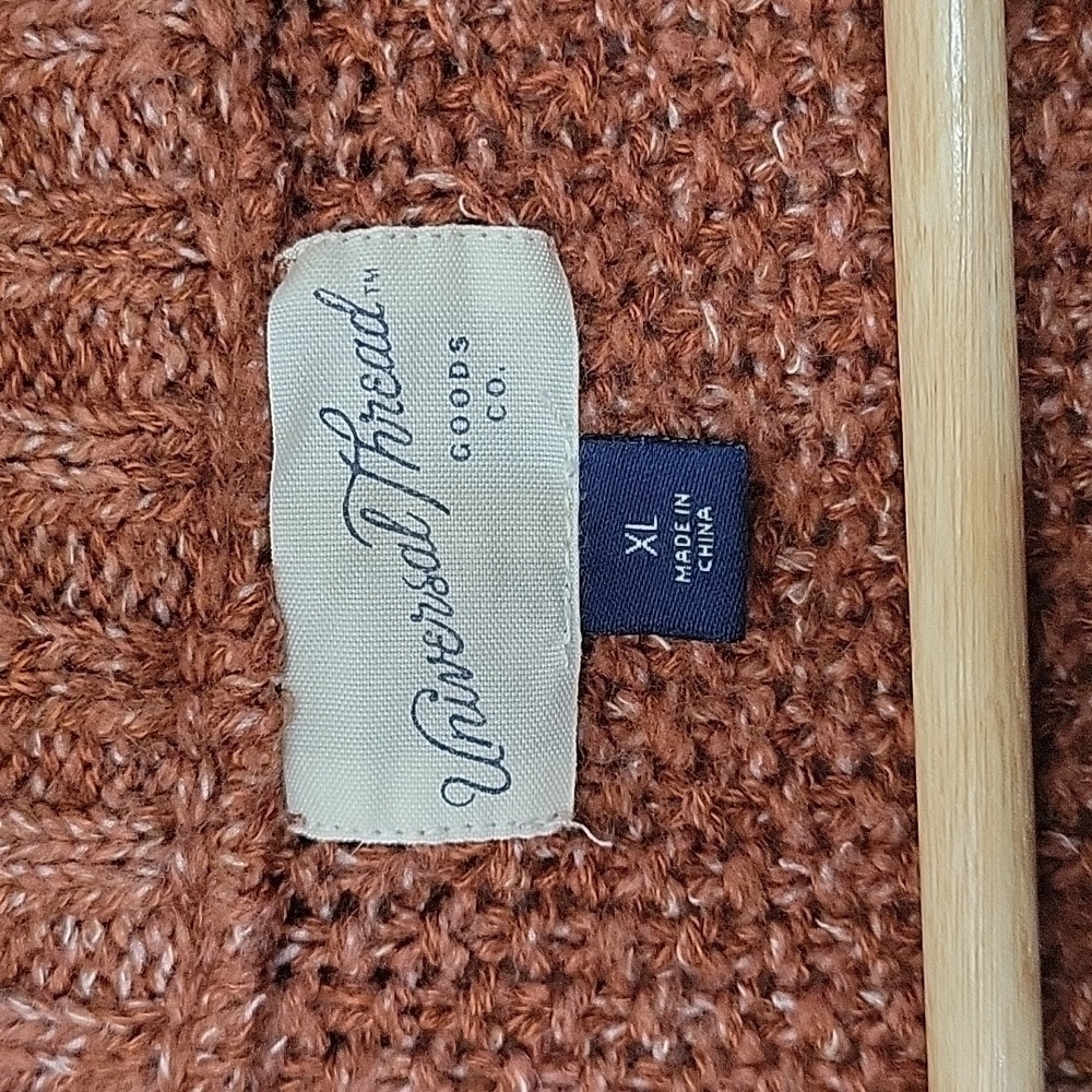 Universal Thread Quater Zip Rust Chunky Knit Ribb… - image 2